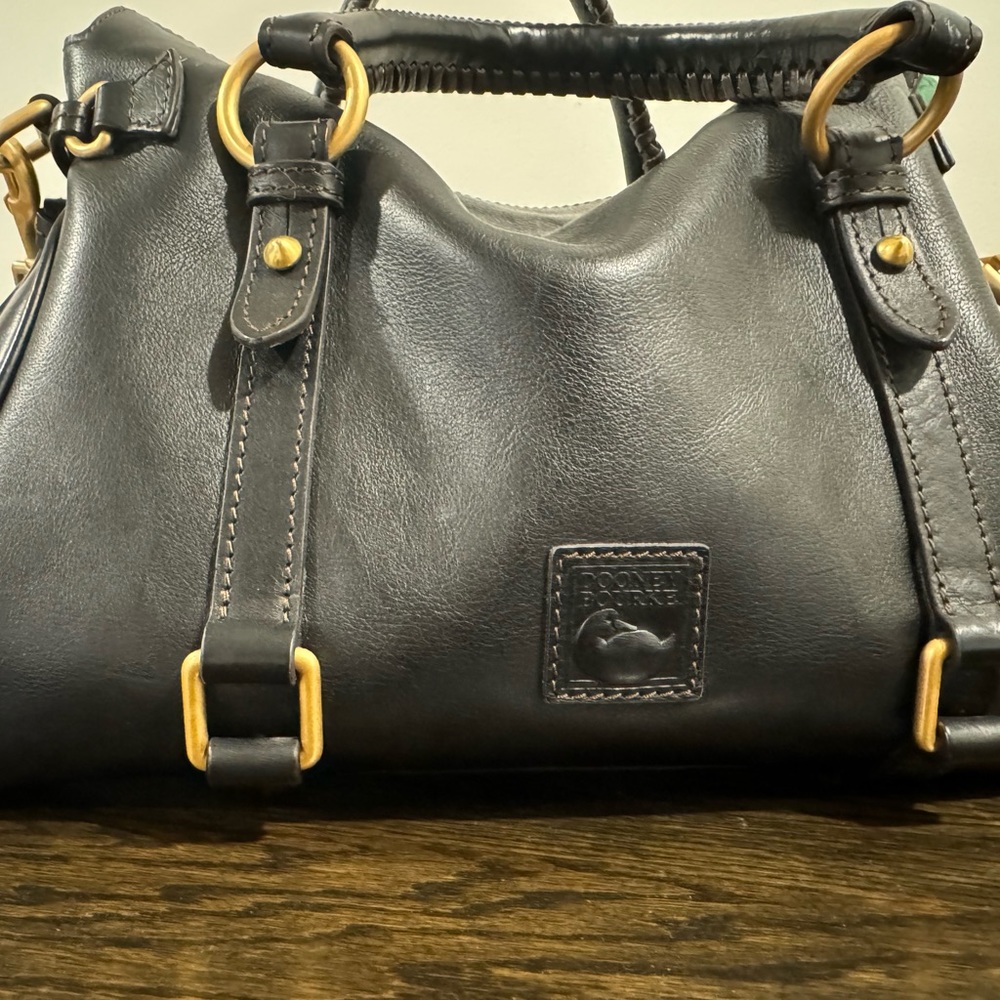 Dooney & Bourke Black Leather Satchel with Gold Hardware size large - Picture 1 of 8